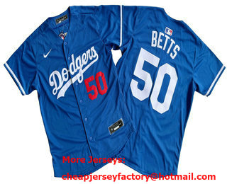 Men's Los Angeles Dodgers #50 Mookie Betts Blue Limited Stitched Jersey