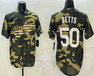 Men's Los Angeles Dodgers #50 Mookie Betts Camo Fashion Cool Base Jersey