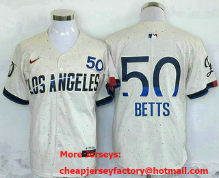 Men's Los Angeles Dodgers #50 Mookie Betts Cream 2024 City Connect Limited Jersey