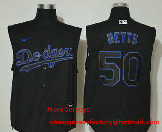 Men's Los Angeles Dodgers #50 Mookie Betts Lights Out Black Fashion 2020 Cool and Refreshing Sleeveless Fan Stitched MLB Nike Jersey