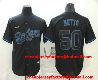 Men's Los Angeles Dodgers #50 Mookie Betts Lights Out Black Fashion Stitched MLB Cool Base Nike Jersey