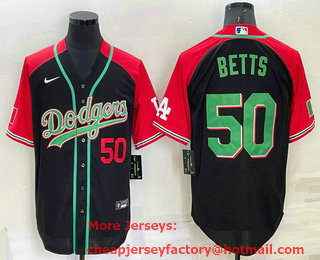 Men's Los Angeles Dodgers #50 Mookie Betts Number Black Mexican Heritage Culture Night Nike Jersey