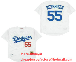 Men's Los Angeles Dodgers #55 Rickey Henderson White 1988 Throwback Jersey