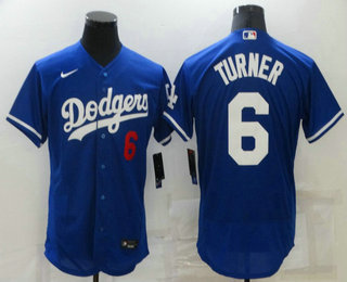 Men's Los Angeles Dodgers #6 Trea Turner Blue Stitched MLB Flex Base Nike Jersey