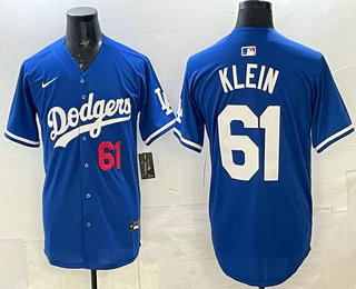 Men's Los Angeles Dodgers #61 Will Klein Blue Cool Base Jersey