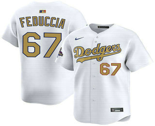 Men's Los Angeles Dodgers #67 Hunter Feduccia White 2025 Gold Collection Limited Jersey