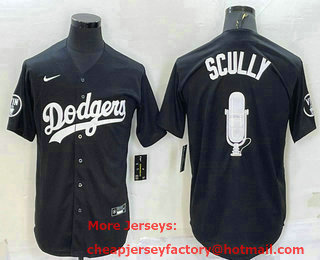 Men's Los Angeles Dodgers #67 Vin Scully Black Stitched MLB Cool Base Fashion Jersey