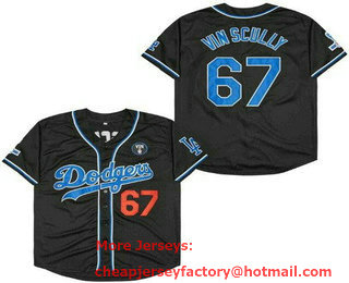 Men's Los Angeles Dodgers #67 Vin Scully Black Throwback Jersey