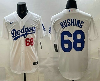 Men's Los Angeles Dodgers #68 Dalton Rushing White Stitched Cool Base Jersey