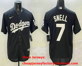 Men's Los Angeles Dodgers #7 Blake Snell Black Cool Base Stitched Jersey
