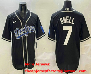 Men's Los Angeles Dodgers #7 Blake Snell Black Fashion Baseball Jersey