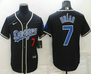 Men's Los Angeles Dodgers #7 Julio Urias Black Blue Name Stitched MLB Cool Base Nike Jersey