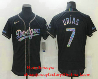 Men's Los Angeles Dodgers #7 Julio Urias Black Colorful Stitched Flex Base Nike Jersey