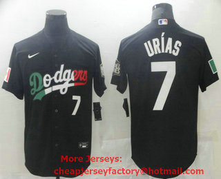Men's Los Angeles Dodgers #7 Julio Urias Black Mexico 2020 World Series Stitched MLB Jersey
