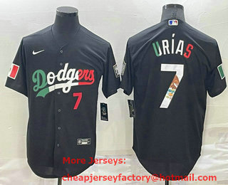 Men's Los Angeles Dodgers #7 Julio Urias Black Mexico Number 2020 World Series Cool Base Nike Jersey 02