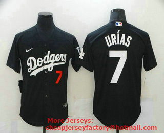 Men's Los Angeles Dodgers #7 Julio Urias Black Stitched MLB Cool Base Nike Jersey
