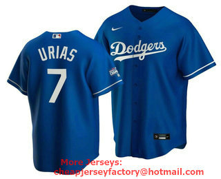 Men's Los Angeles Dodgers #7 Julio Urias Blue 2020 World Series Champions Home Patch Stitched Jersey