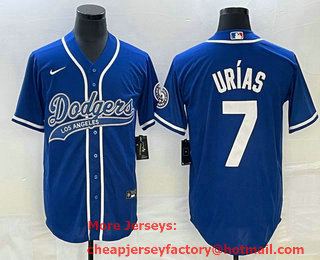 Men's Los Angeles Dodgers #7 Julio Urias Blue Cool Base Stitched Baseball Jersey
