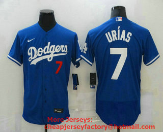 Men's Los Angeles Dodgers #7 Julio Urias Blue Stitched MLB Flex Base Jersey