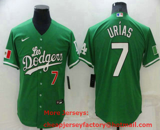 Men's Los Angeles Dodgers #7 Julio Urias Green With Los 2021 Mexican Heritage Stitched Baseball Jersey
