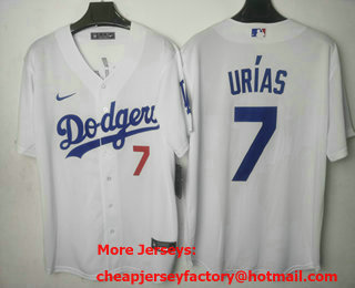 Men's Los Angeles Dodgers #7 Julio Urias Number White Stitched Cool Base Nike Jersey