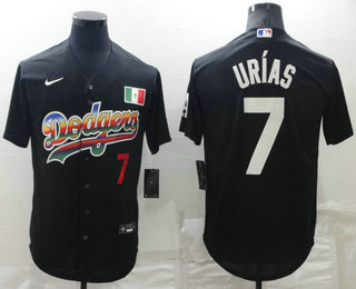 Men's Los Angeles Dodgers #7 Julio Urias Red With Red Stitched MLB Cool Base Nike Fashion Jersey