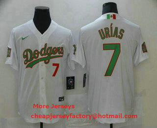 Men's Los Angeles Dodgers #7 Julio Urias White Mexican World Series Cool Base Jersey
