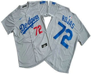 Men's Los Angeles Dodgers #72 Miguel Rojas Grey Limited Stitched Jersey