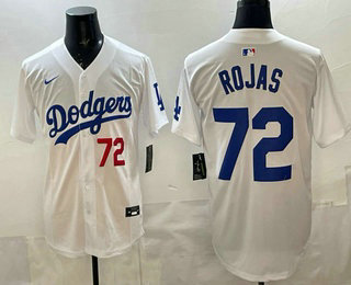Men's Los Angeles Dodgers #72 Miguel Rojas White Cool Base Jersey