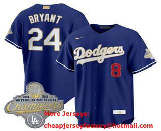 Men's Los Angeles Dodgers #8 24 Kobe Bryant Blue 2026 Gold Collection Limited Jersey