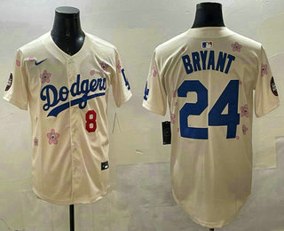 Men's Los Angeles Dodgers #8 24 Kobe Bryant Cream 2025 Tokyo Series Cool Base Jersey