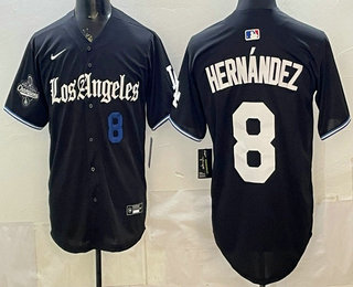 Men's Los Angeles Dodgers #8 Enrique Hernandez Black 2025 World Series Champions Limited Jersey
