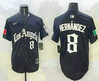 Men's Los Angeles Dodgers #8 Enrique Hernandez Black Alternate Mexico Limited Jersey