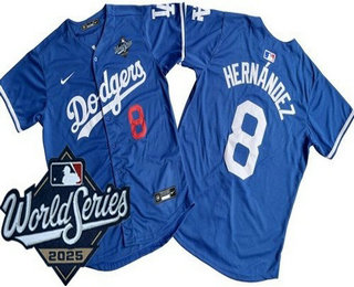 Men's Los Angeles Dodgers #8 Enrique Hernandez Blue 2025 World Series Limited Jersey