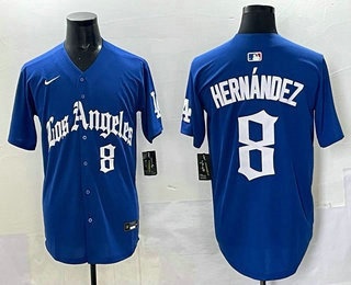 Men's Los Angeles Dodgers #8 Enrique Hernandez Blue Gothic Style Vapor Limited Stitched Baseball Jersey