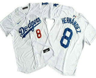 Men's Los Angeles Dodgers #8 Enrique Hernandez White Limited Jersey