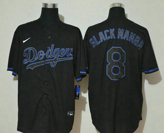 Men's Los Angeles Dodgers #8 Kobe Bryant Black Mamba Lights Out Black Fashion Stitched MLB Cool Base Nike Jersey