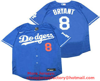 Men's Los Angeles Dodgers #8 Kobe Bryant Blue Stitched MLB Flex Base Nike Jersey