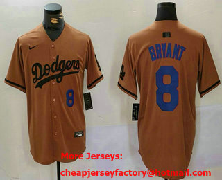 Men's Los Angeles Dodgers #8 Kobe Bryant Number Olive Cool Base Limited Stitched Jersey