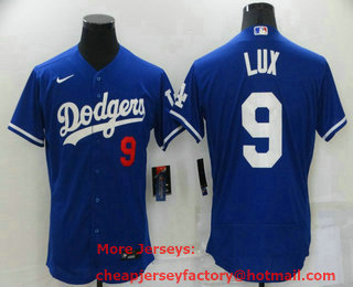 Men's Los Angeles Dodgers #9 Gavin Lux Blue Stitched MLB Flex Base Nike Jersey