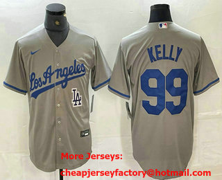 Men's Los Angeles Dodgers #99 Joe Kelly Grey Alternate Cool Base Jersey 12