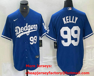Men's Los Angeles Dodgers #99 Joe Kelly Number Blue Stitched Cool Base Nike Jersey 03