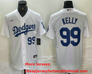 Men's Los Angeles Dodgers #99 Joe Kelly Number White Stitched Cool Base Nike Jersey 03
