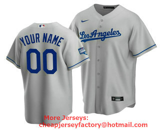 Men's Los Angeles Dodgers ACTIVE PLAYER Custom Grey 2020 World Series Champions Home Patch Stitched Jersey