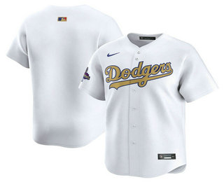 Men's Los Angeles Dodgers Active Player Custom White 2025 Gold Collection Limited Stitched Jersey