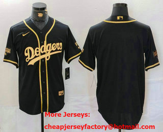 Men's Los Angeles Dodgers Blank Black Gold World Series Champions Cool Base Stitched Jersey