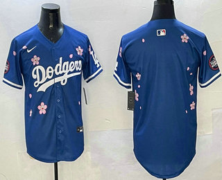 Men's Los Angeles Dodgers Blank Blue 2025 Tokyo Series Cool Base Jersey