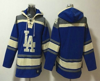 Men's Los Angeles Dodgers Blank Blue Ageless Must Have Lace Up Pullover Hoodie