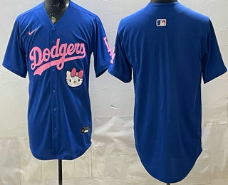 Men's Los Angeles Dodgers Blank Blue Hello Kitty 2025 World Series Champions Limited Jersey