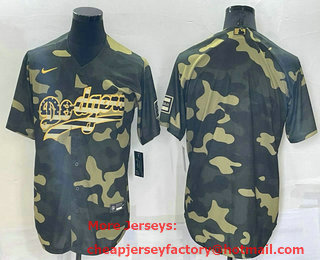 Men's Los Angeles Dodgers Blank Camo Flag Stitched Cool Base Nike Jersey
